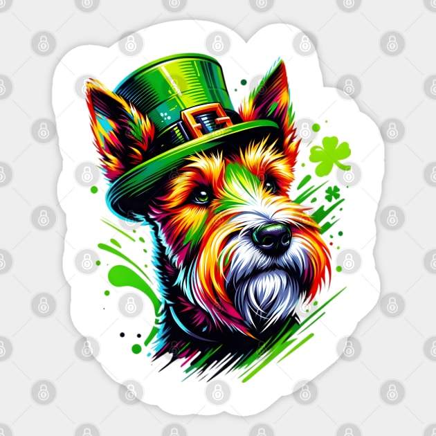 Welsh Terrier in Leprechaun Hat for St Patrick's Day Sticker by ArtRUs